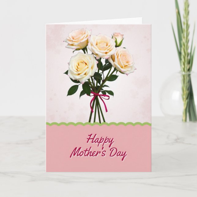 Carte de bouquet de roses roses rayées (Devant)