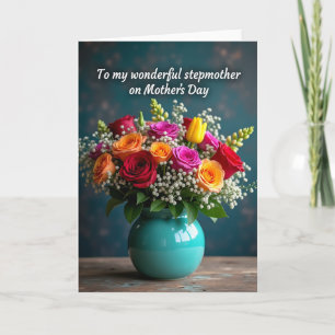 Carte de Bouquet de Teintes Chaudes Rayées
