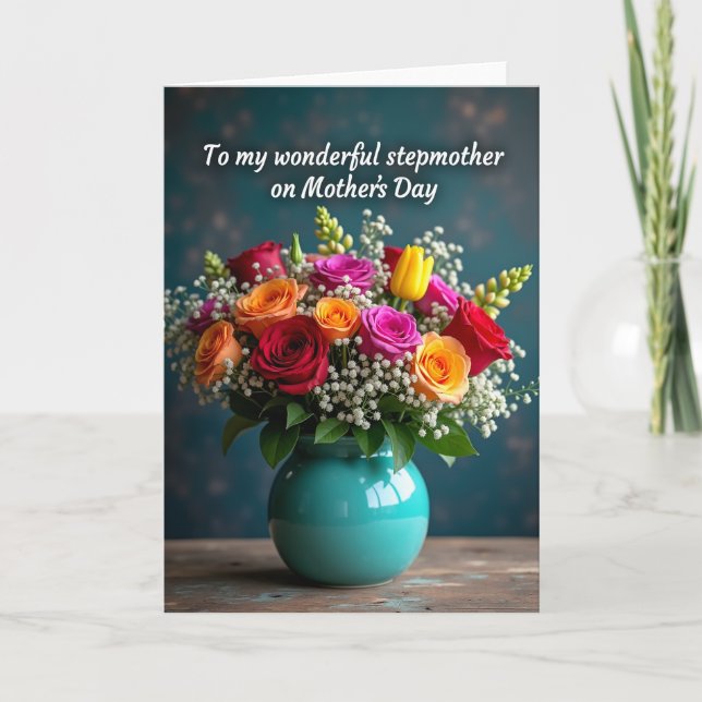 Carte de Bouquet de Teintes Chaudes Rayées (Devant)