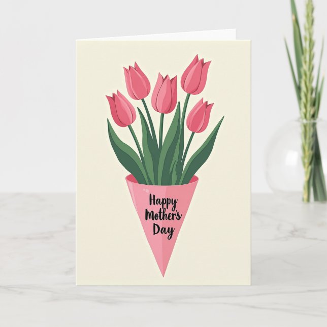 Carte de bouquet de tulipes rayées (Devant)