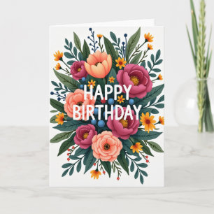 Carte de bouquet fleuri rayé