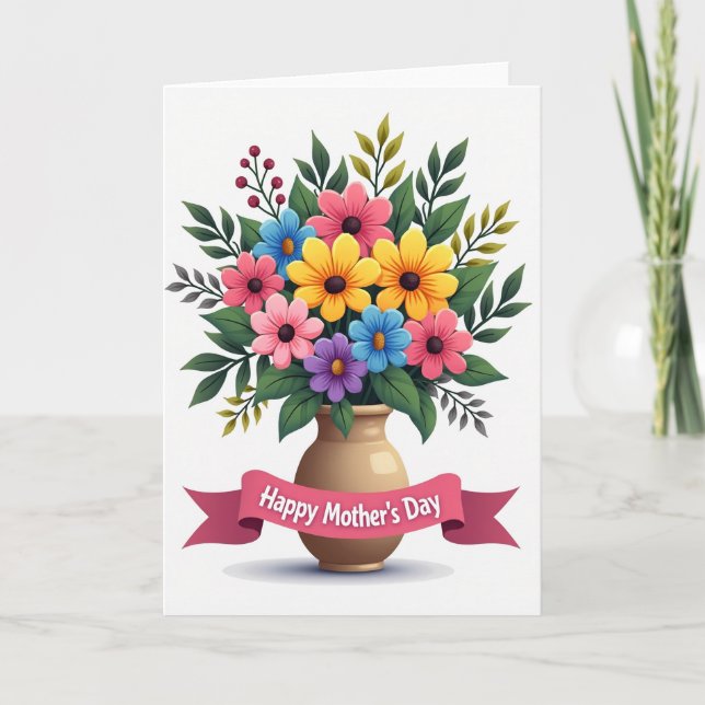 Carte de bouquet floral poli (Devant)