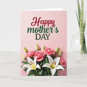 Carte de bouquet floral rose