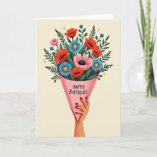 Carte de bouquet floral vibrant pour anniversaire