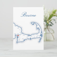 Carte de Bourne pour table de mariage au Cap Cod