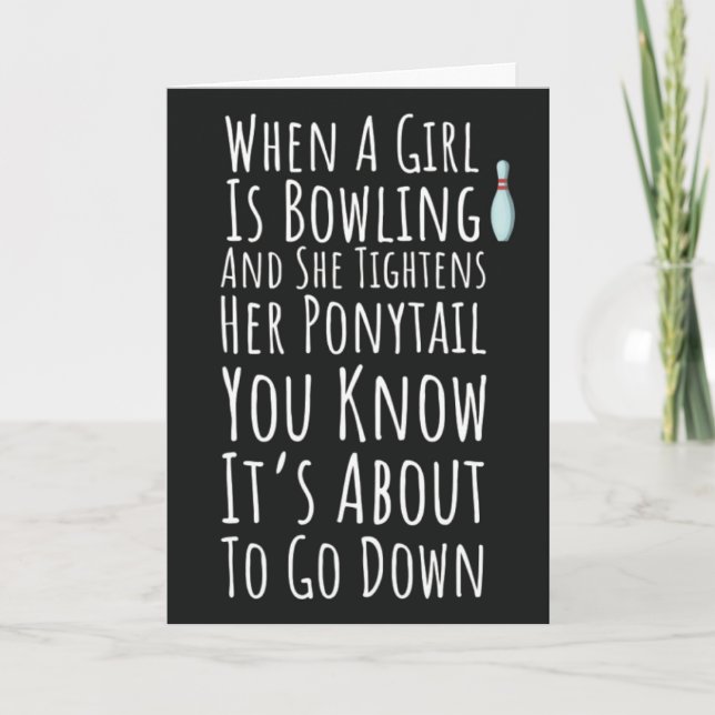 Carte de Bowling Drôle Pour Elle Adolescentes Femm (Devant)