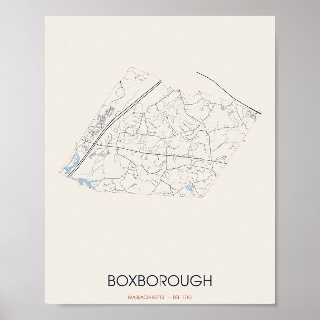 Carte de Boxborough Massachusetts Poster (Devant)