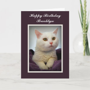 Carte de Brooklyn Joyeux Anniversaire Chat Blanc