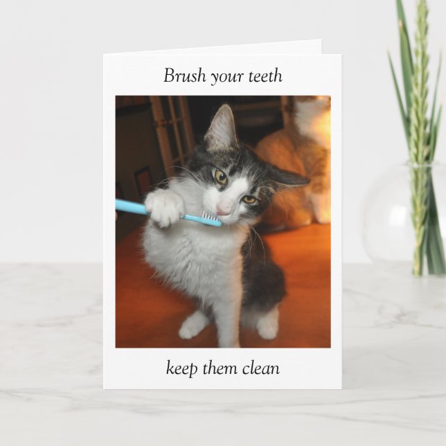 Carte de brossage de dents de chat (Devant)