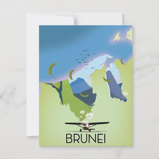 Carte de Brunei affiche voyage (Devant)