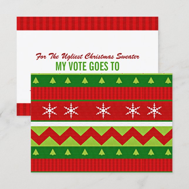 Carte de bulletin de vote pour le pull de Noël lai (Devant / Derrière)