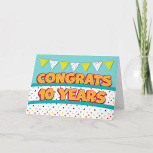 Carte de Bunting brillante pour employé 10e annive