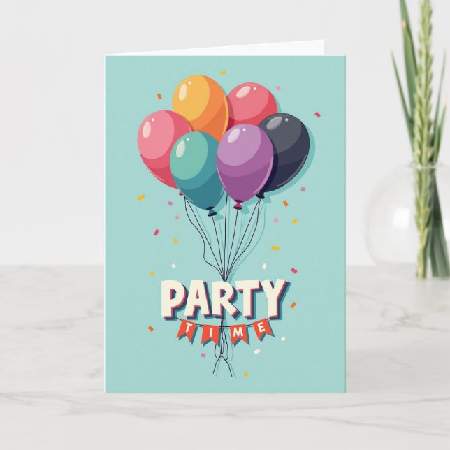 Carte de bunting pour l'heure de la fête (Devant)