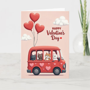 Carte de bus de chats mignons pour la Saint-Valent