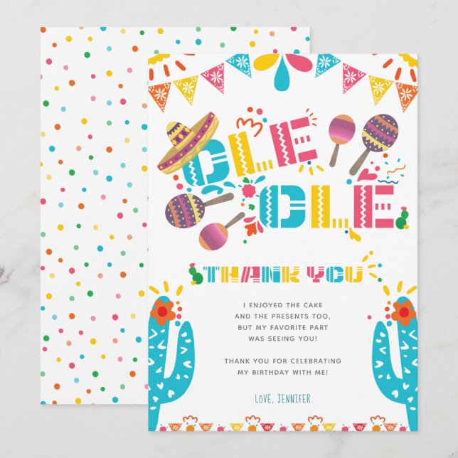 Carte de Cactus de Fête de Remerciement Mexicain (Devant / Derrière)