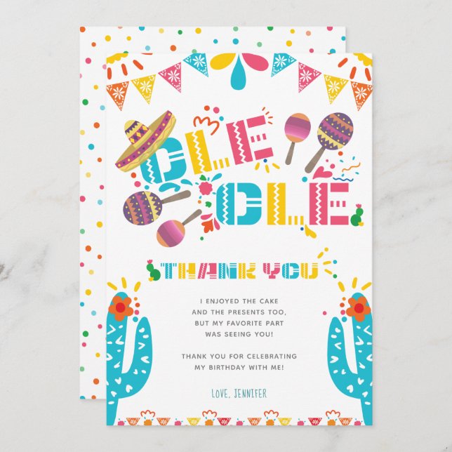 Carte de Cactus de Fête de Remerciement Mexicaine (Devant / Derrière)