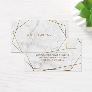 Carte de cadeau d'affaires en marbre blanc géométr