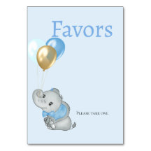 Carte de cadeaux de Baby Shower Eléphant Bleu 