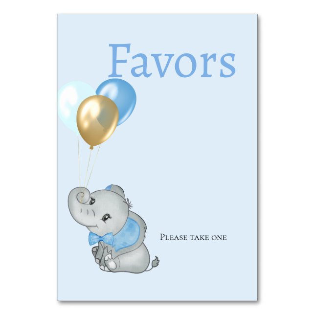 Carte de cadeaux de Baby Shower Eléphant Bleu  (Par défaut)