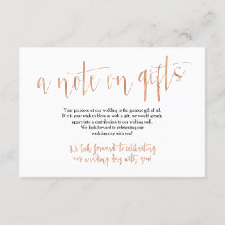 Carte de cadeaux de mariage en or rose