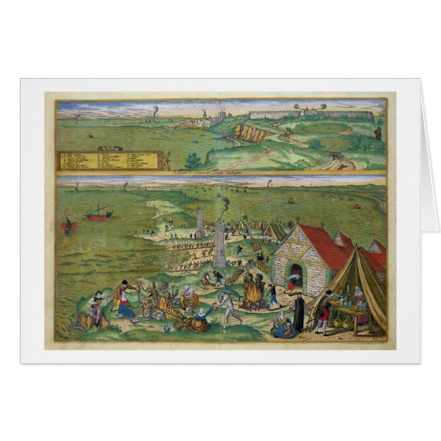 Carte de Cadix, de "Civitates Orbis Terrarum" par (Devant horizontal)
