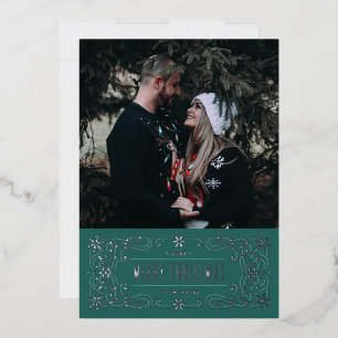 Carte de cadre fleurie Foil Snowflake - Turquoise