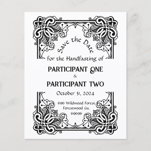 Carte de cadre vintage pour Handfasting à plat Sav (Devant)