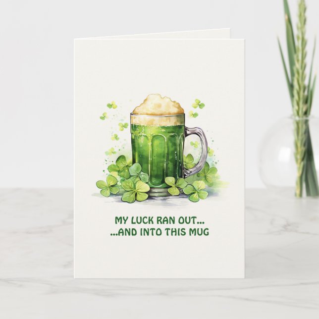 Carte de café drôle de la Saint-Patrick avec lutin (Devant)