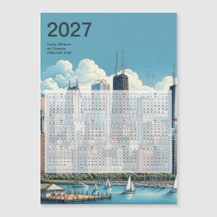 Carte de calendrier d'architecture de la skyline d