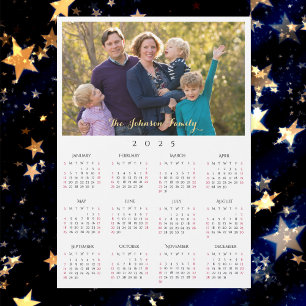 Carte de calendrier photo de nom de famille person