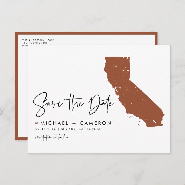 Carte de Californie en terre cuite Code QR Enregis (Devant / Derrière)
