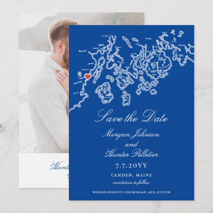 Carte de Camden Maine Élégante Mariage Navy