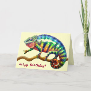 Carte de caméléon de joyeux anniversaire de Herps