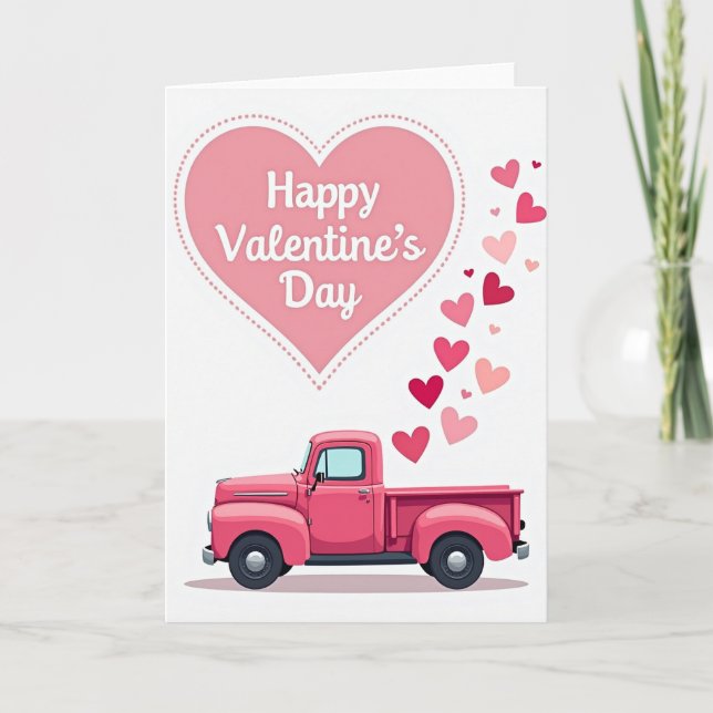 Carte de camion vintage pour la Saint-Valentin (Devant)