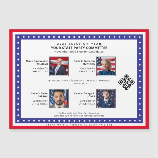 Carte de Candidat Électoral à Message Politique Ma (Devant)