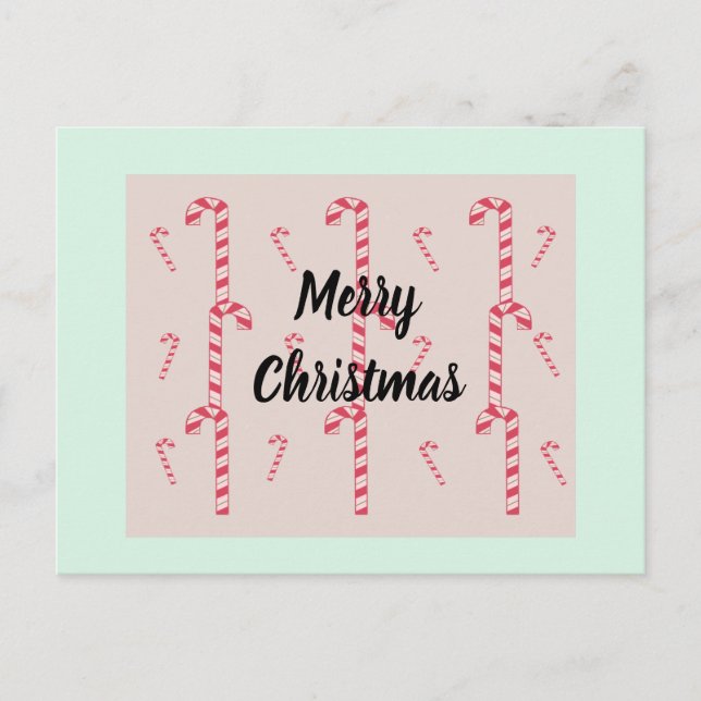 Carte de cannes de bonbon de Noël (Devant)