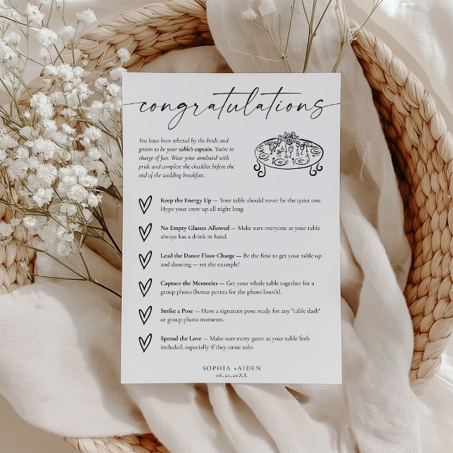 Carte de Capitaine de Table de Mariage (Créateur téléchargé)