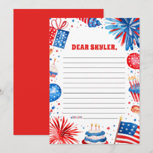 Carte de capsule temporelle d'anniversaire patriot