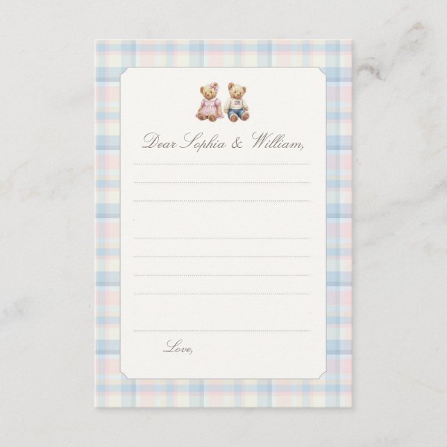 Carte de capsule temporelle pour jumeaux Beary Fir (Devant)