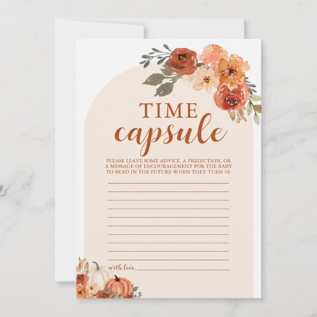Carte de capsule temporelle pour la baby shower de (Devant)