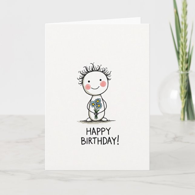Carte de caractère d'anniversaire doux (Devant)