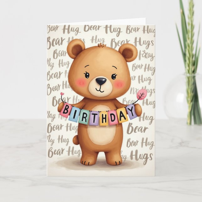 Carte de caractère pelucheux pour anniversaire dou (Devant)