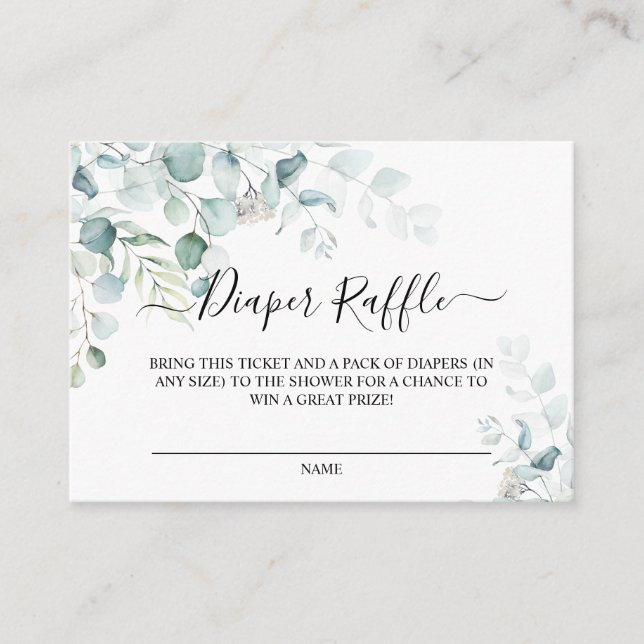 Carte de carafe Baby shower Feuille Eucalyptus (Devant)