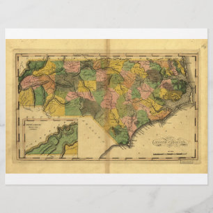 Carte de Caroline du Nord par Mathew Carey (1814)