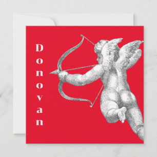 Carte de carré vintage cupide décorative Valentine