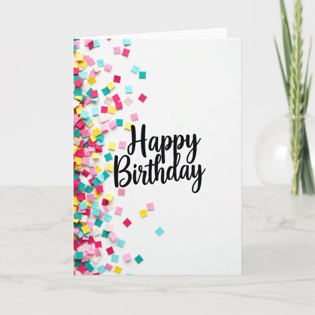 Carte de Carrés Colorés pour Anniversaire (Devant)