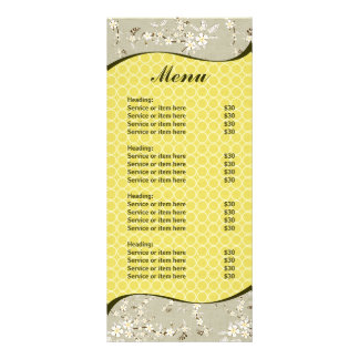 Carte de carte de menu d'affaires de fleurs gris o