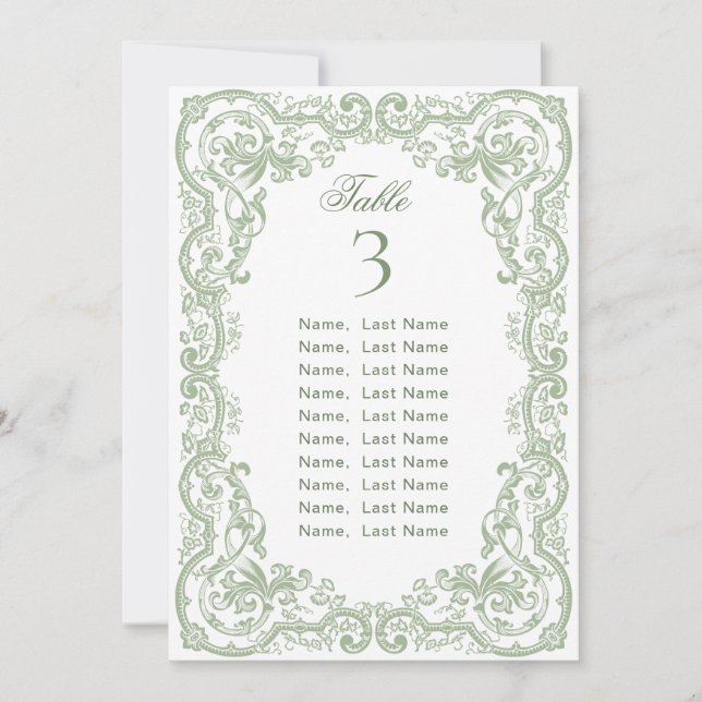 Carte de carte de siège Victorian Ornate Green Sag (Devant)