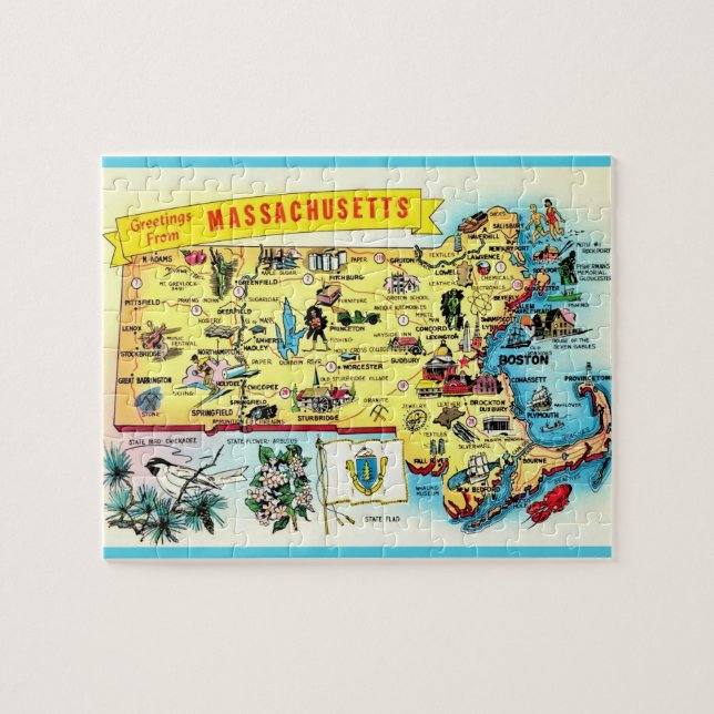 Carte de carte postale Massachusetts Jigsaw Puzzle (Horizontal)