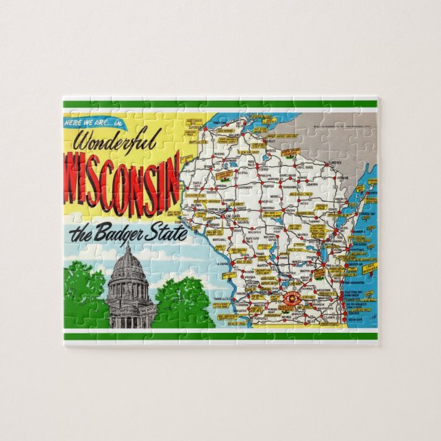 Carte de carte postale Wisconsin Jigsaw Puzzle (Horizontal)